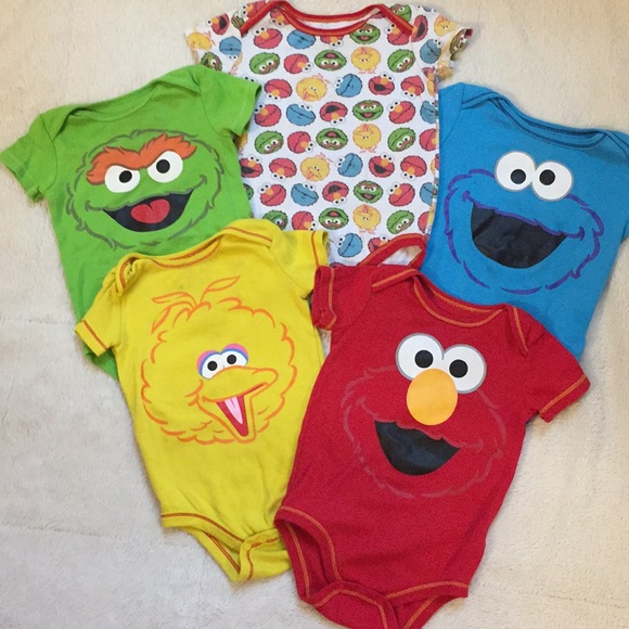 Sesame Street Elmo Oscar Cookie Baby Boy Lot of 3 Bodysuits NWT 3 6 9 mo